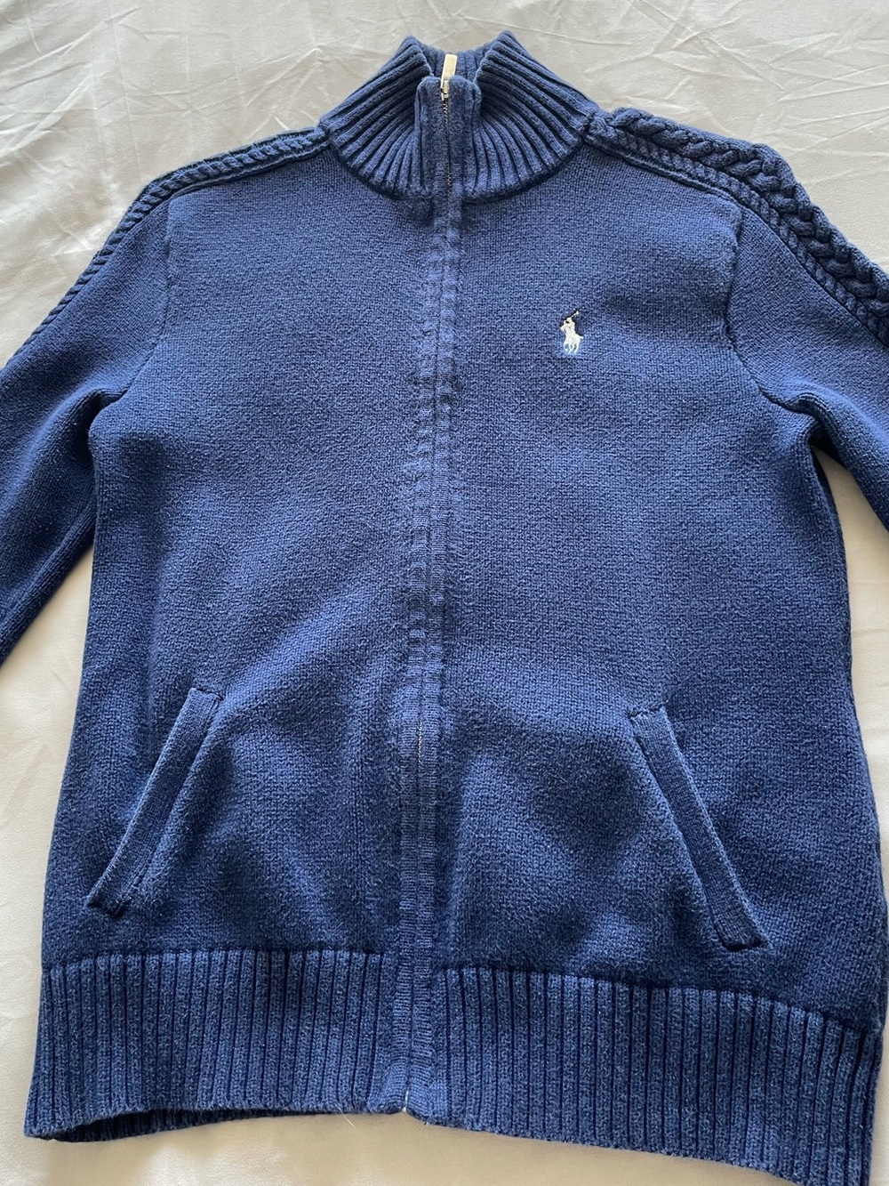 Ralph Lauren Navy Full-Zip Knit Sweater Jacket